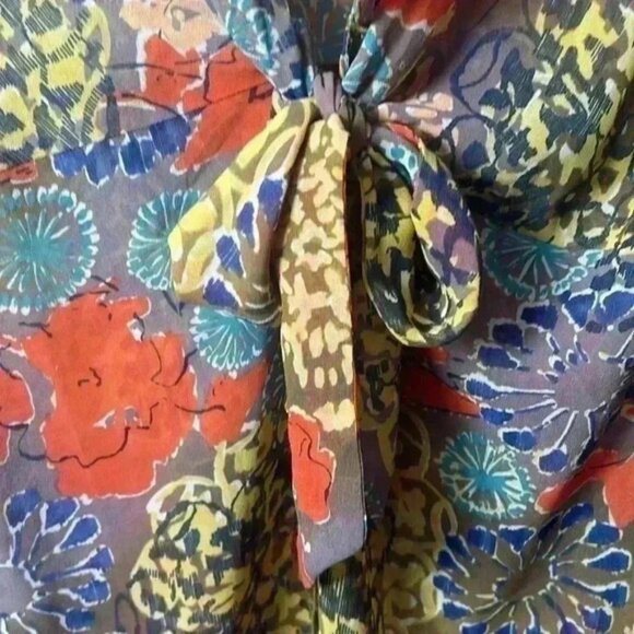 Cabi Shakespeare Floral 3/4 Sleeve Ruffle Kimono Tie Front Size Large - Picture 4 of 9